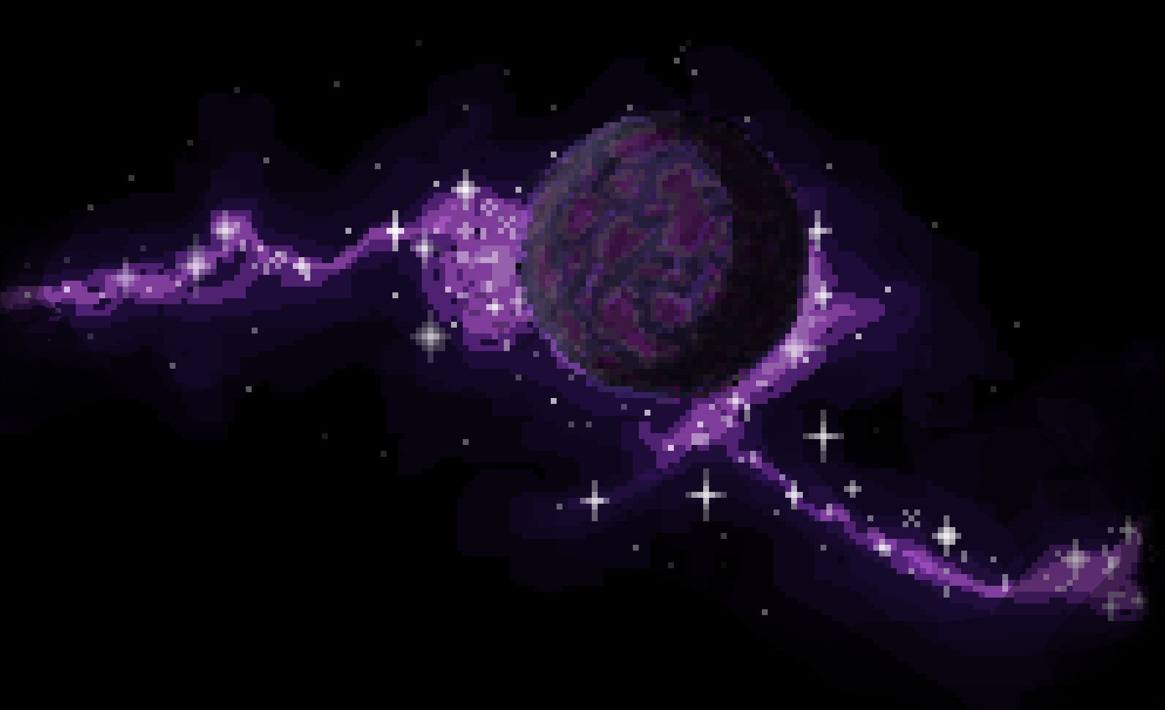 purple pixel planet with nebula